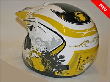 Motorradhelm  Schwarz-Gelb-Weiß