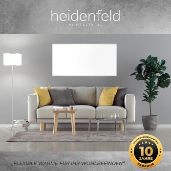 Heidenfeld Infrarotheizung HF-HP100 weiß, Infrarotheizkörper inkl. Thermostat, TÜV GS, 10J Garantie