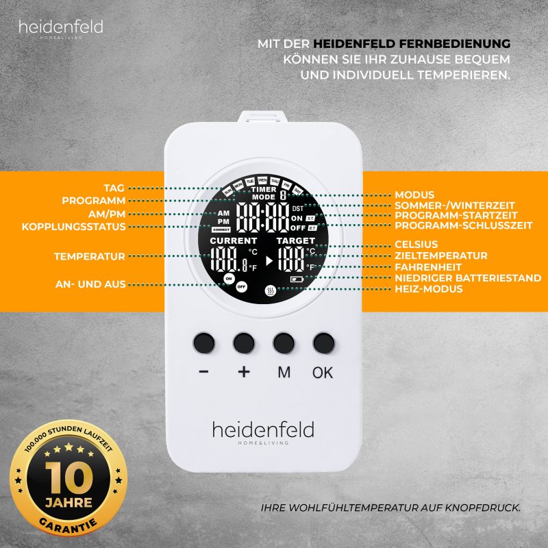 Heidenfeld Infrarot Glasheizung HF-HP120 schwarz