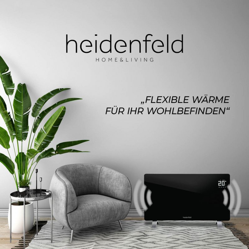 Heidenfeld Curved Glaskonvektor HF-GK100C 2000W 3 Jahre Garantie Heidenfeld Curved Glaskonvektor HF-GK100C 2000W 3 Jahre Garantie