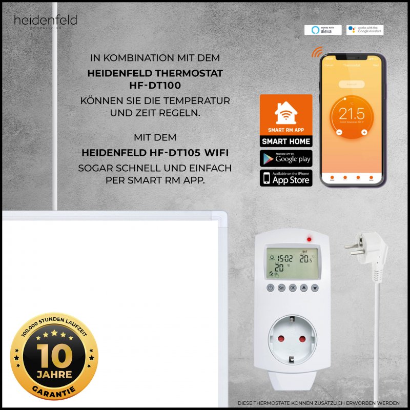 Heidenfeld Infrarot Heizplatte rechteckig HF-HP105 bedruckt Heidenfeld Infrarot Heizplatte rechteckig HF-HP105 bedruckt