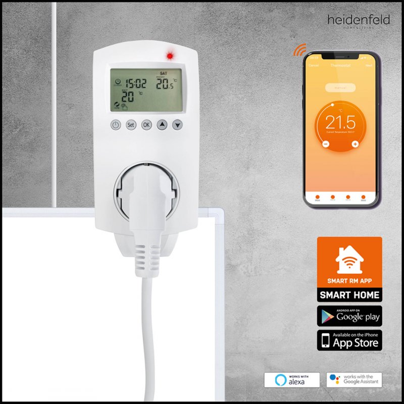 Heidenfeld digitales Steckdosenthermostat Smart Home WIFI HF-DT105