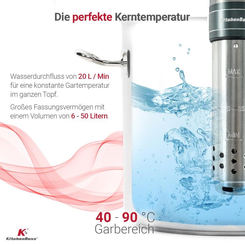 KitchenBoss Sous-Vide-Stick G320, Sous-Vide-Garer mit 3 Jahren Garantie, 1.100 Watt, 3.800 U / Min KitchenBoss Sous-Vide-Stick G320, Sous-Vide-Garer mit 3 Jahren Garantie, 1.100 Watt, 3.800 U / Min